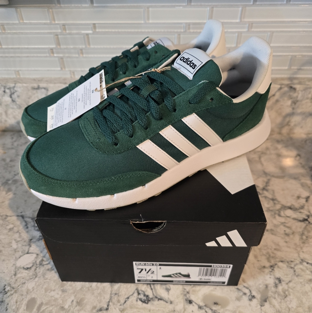 Adidas Green and White Sneakers